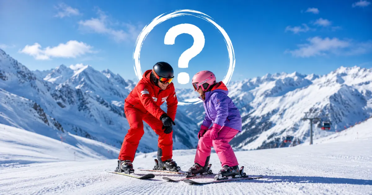 Beginner skier taking a lesson on a first ski holiday