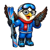 Trav ski mascot standing